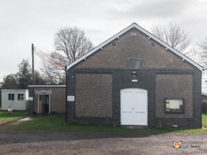 Doors to venue at Grimley Peace Hall