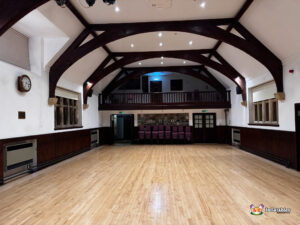 empty hall with beams