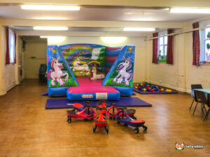 BBC Inflatables Unicorn Bouncer & Plasma Cars at St Marks Church Hall