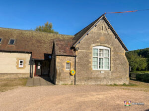 Storridge Village Hall Entrance with defibrillator